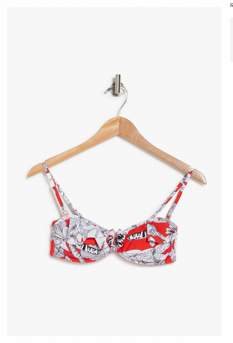 Rachel Rachel Roy Island Getaway Printed Bandeau Bikini Top Red XS (Top Only)