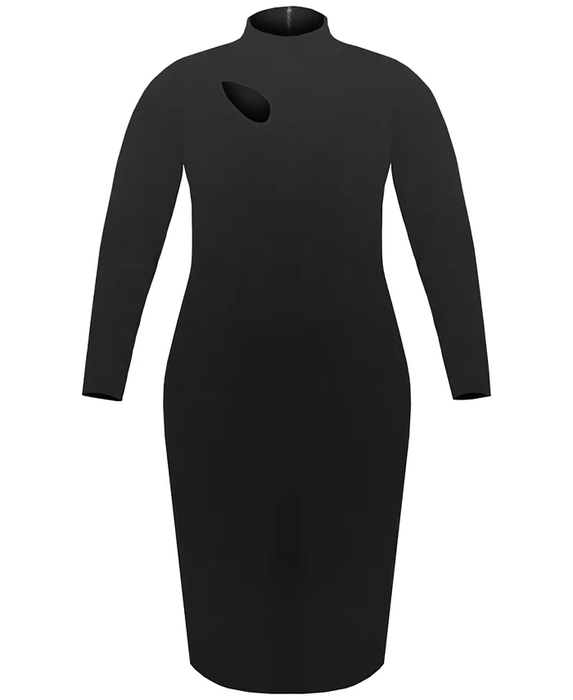 Rachel Rachel Roy Mock Neck Cutout Midi Sweater Dress Black Size S $159