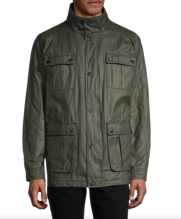 London Fog Men's Oxford Mockneck Utility Pockets Jacket In Green Size S $149
