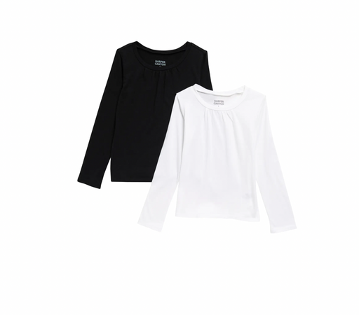 Harper Canyon Crew Neck Long Sleeve T-Shirt Pack Of 2 (Both White) Size 3