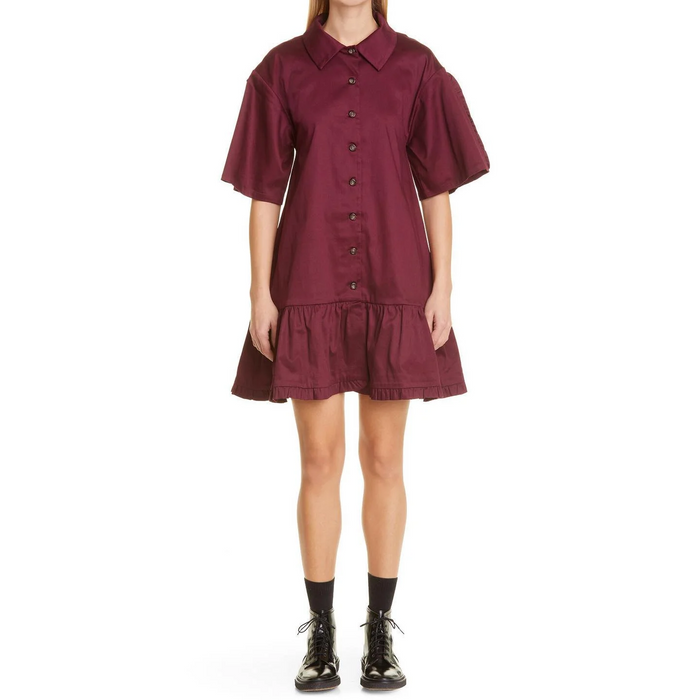 Kika Vargas women'Gerty  Button-Down Mini Dress in wine Size XS relax fit $1079