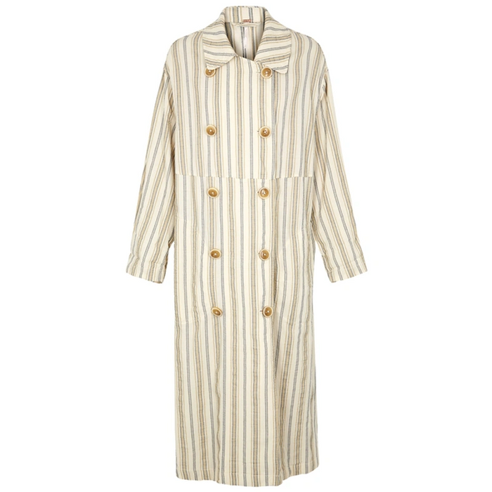 Free People Sweet Melody Natural Stripe Trench Coat  size Small  natural $198