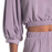 KNOW ONE CARES woman Terry Puff Sleeve crop Top In Lavender size L