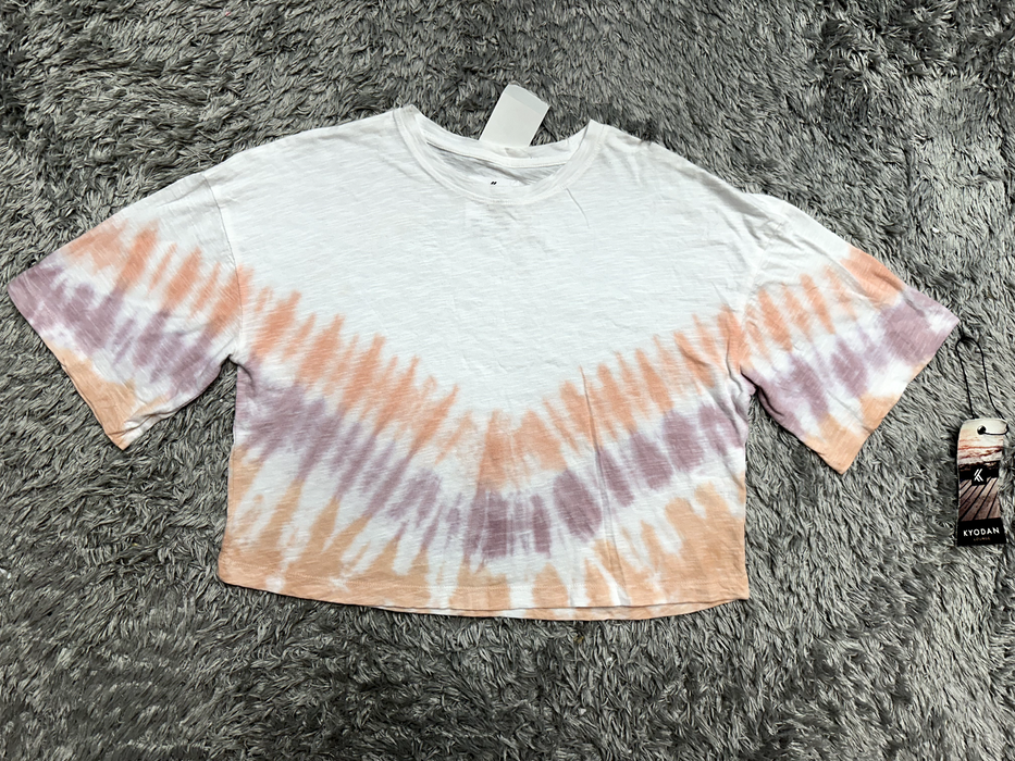 Kyodan Tie Dye Short Sleeve Crop cotton Top S in coral