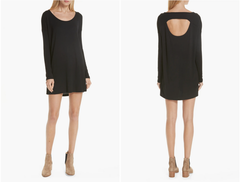 Rag and Bone Black Tunic Dress Women's Size Small  Long Sleeve Knit Cutout Back