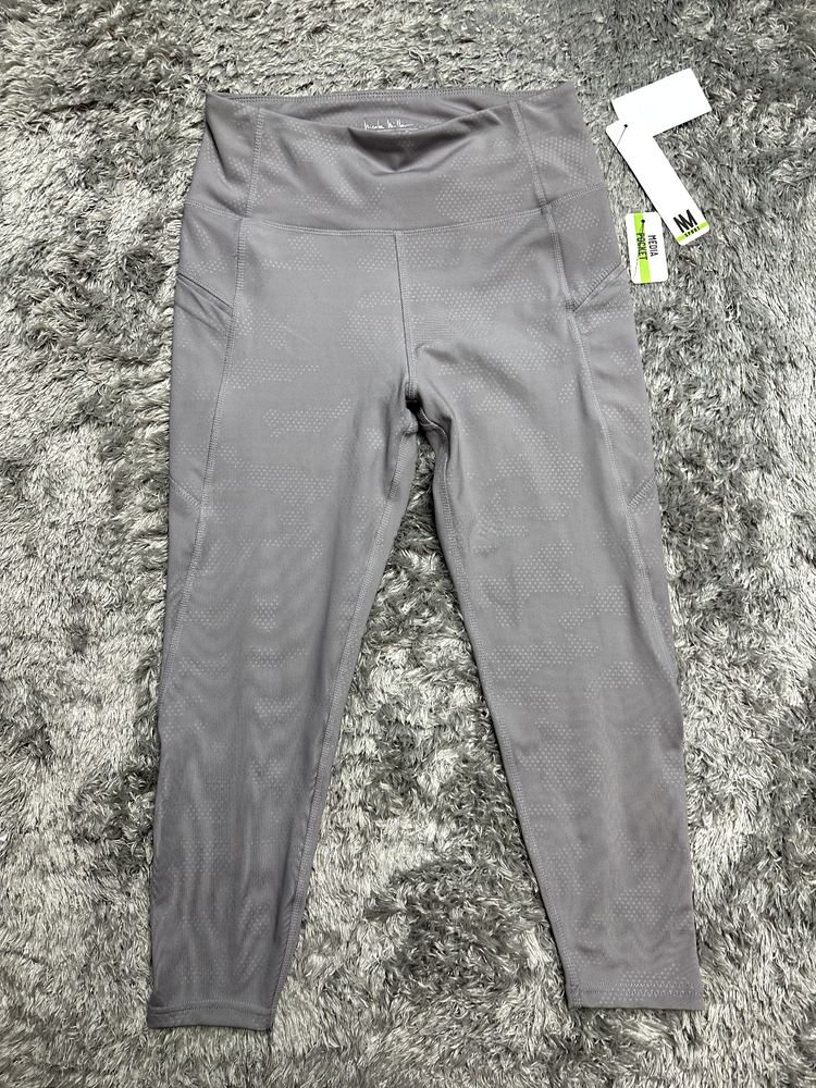 Nicole Miller Sport Capri Leggings Women's L Light Gray Print