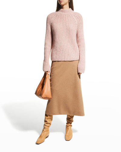 Vince $425 Women's Marled Raglan Rib Knit Pullover Sweater Pink Beet Root Size L