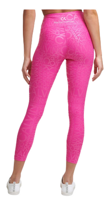 Calvin Klein Performance Women's Metallic-Print High-Waist 7/8 Length Leggings L