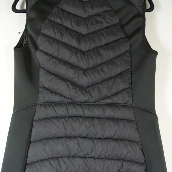 BERNARDO Neoprene Trim Channel Quilted Vest In Black Size S