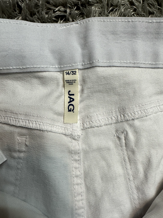 Jag Jeans Women's Cecilia Mid Rise Skinny Jeans W/Elastic Waist White Size 14/32
