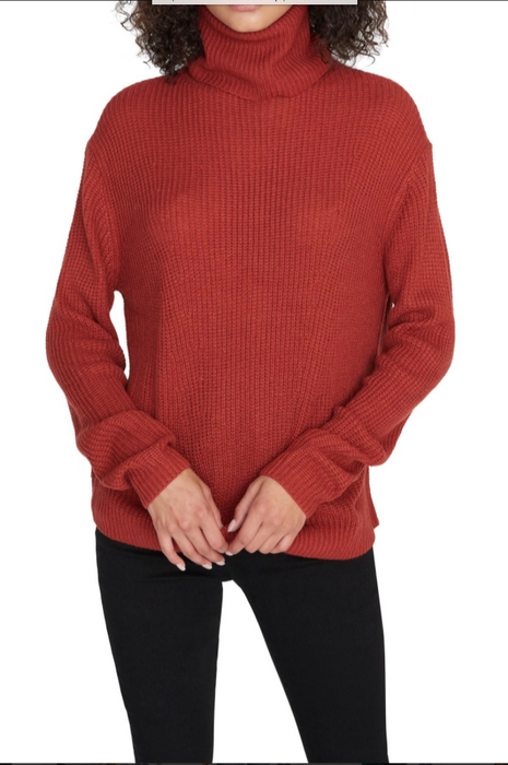 Sanctuary Women's Shaker Turtleneck Sweater In Cinnamon Brown Size XL $130