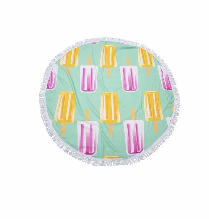 Moda At Home 100% Cotton Summer Beach Towel Round Popsicle 55" Diameter