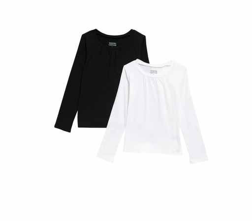 Harper Canyon Crew Neck Long Sleeve T-Shirt Pack Of 2 (Both White) Size 4
