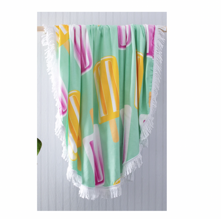 Moda At Home 100% Cotton Summer Beach Towel Round Popsicle 55" Diameter