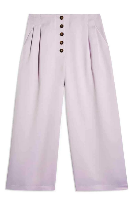 Topshop Womens Coco Satin Wide Leg Crop Trousers Pants Business Purple size 8