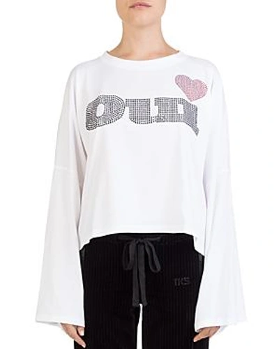 The Kooples Long-Sleeve Cotton Tee Jersey And Oui In White Size 2 M