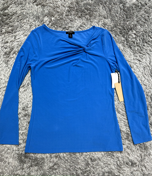 Halogen women's Twist Neck Fashion Knit Top Long Sleeve Blue Size M