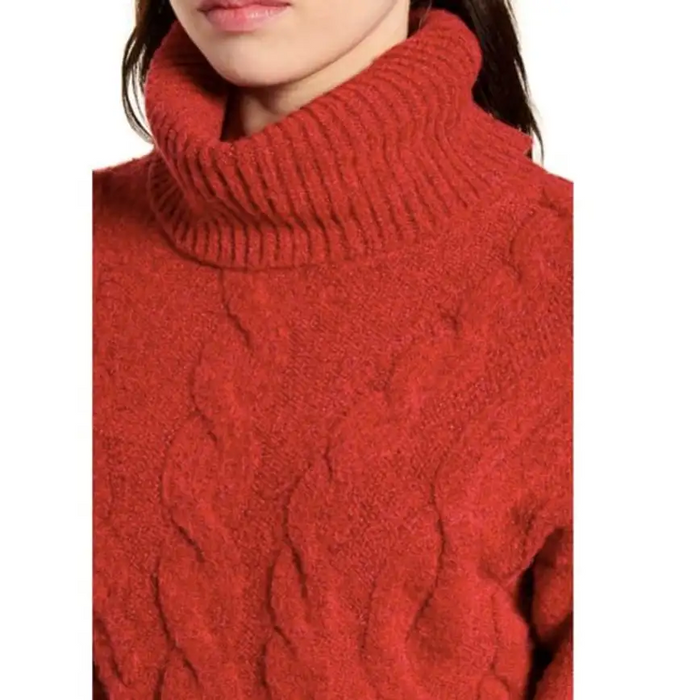BP New Cable Stitch Turtleneck Sweater Cozy Knit Pullover Red Tango size XL
