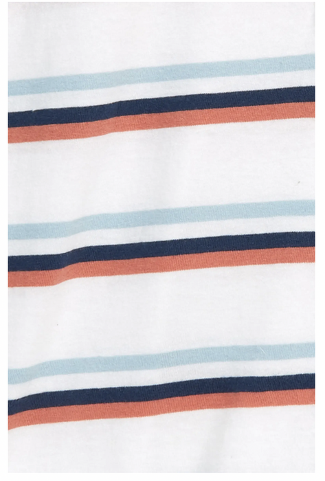 Treasure & Bond Kids Crop Shirt White Multi Stripe Button Half-Placket Size S