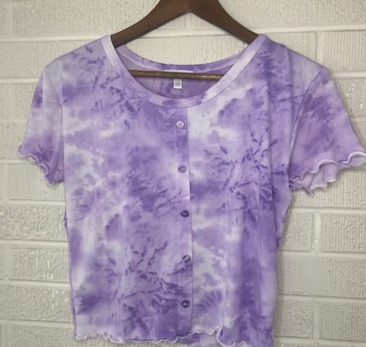 ABOUND  women's Tie Dye Button Front Top In Light/pastel Purple Size M