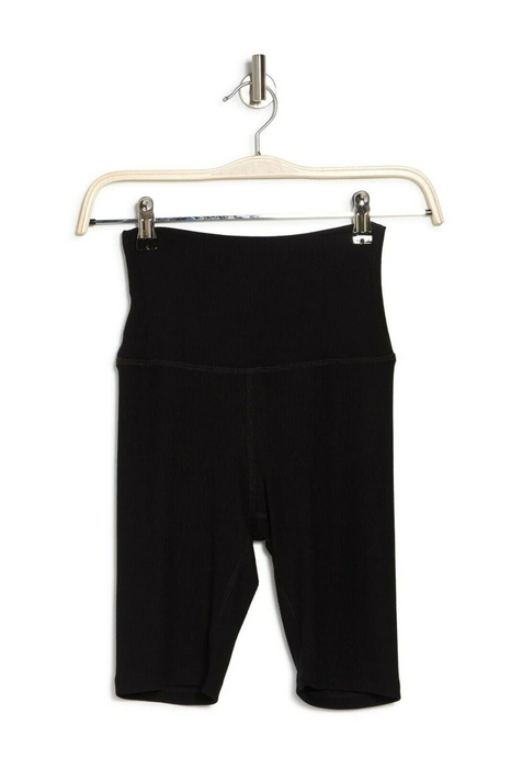 LNA Bike Shortssize M Black Ribbed Jersey Rayon Stretch High Rise 8" Inseam New