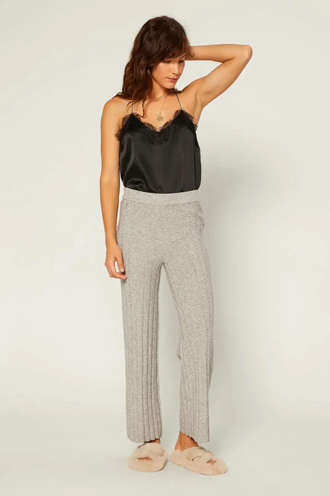 Current Air Women's Knit Ribbed Waisted Pants Heather Grey Size S