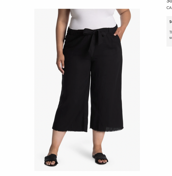 Caslon Solid Linen Blend Crop Pants In Black Plus Size 1X