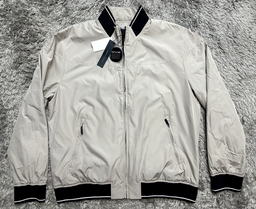 Perry Ellis Men's Lightweight Long Sleeve Harrington Jacket In Stone Size S $175