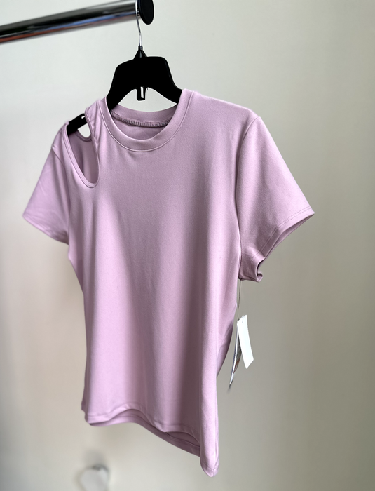 Nine West Cutout Shoulder Mauve Shadow Activewear T-Shirt Size M