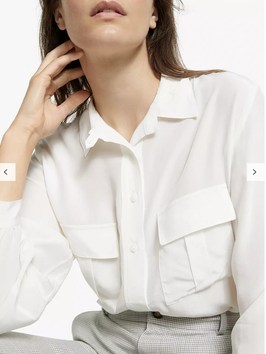 CLUB MONACO Safari Silk Long Sleeve Shirt  size XS in ivory