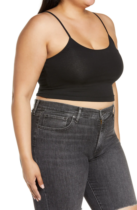 BP. Crop Knit Camisole In Coral Camelia Stretch Jersey Scoop Neck  plus size 1X