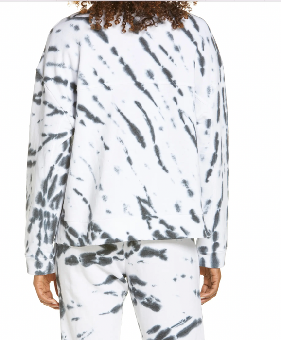 Zella Coastal Crewneck Sweatshirt In Tie Dye Black Size M
