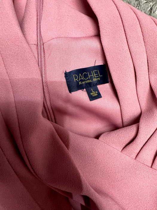 RACHEL ROY Assymetrical Halter Sheath Crepe Dress - MSRP $110 in pink