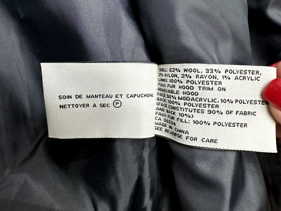 London Fog  Faux Fur-Trimmed Wool-Blend Jacket in grey soft size M