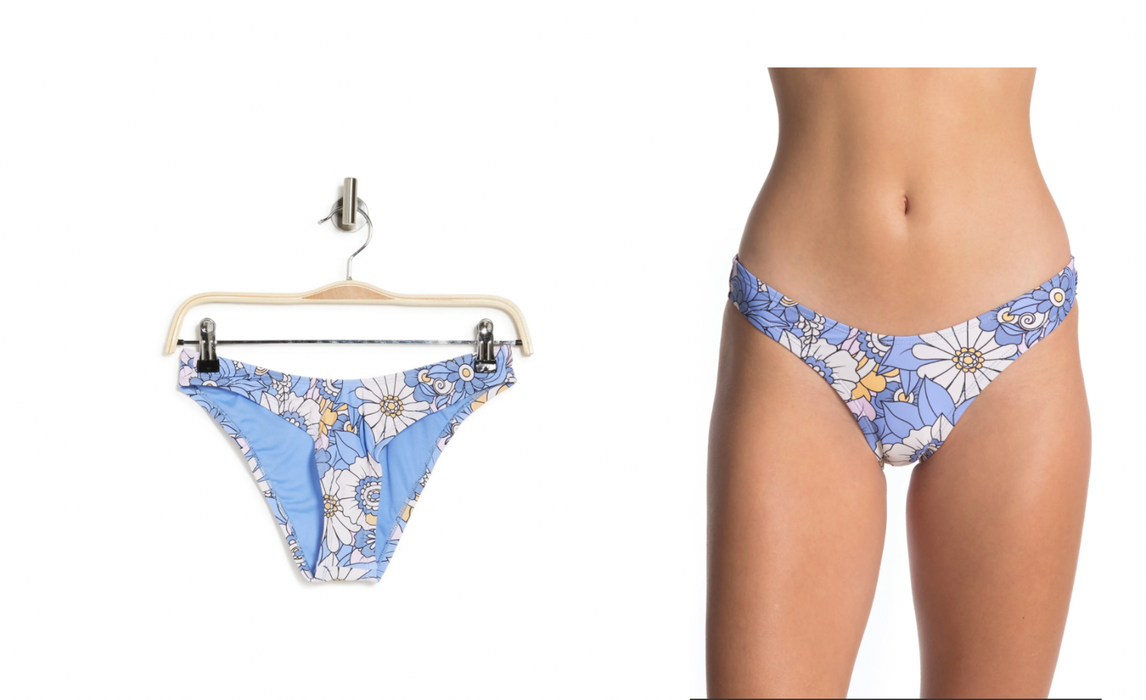 VYB Groovy Scoop Cinched Floral Print Bikini Bottoms Size M