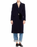 Sandro Women's Wool Blend Peak Lapel Velvet Tie Coat Navy Size 4 US / 36 FR $910