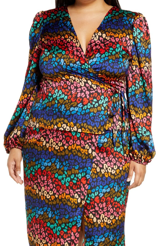 NEVER FULLY DRESSED women's Plus Size Women's Multi Leopard Wrap Top size 18 $89