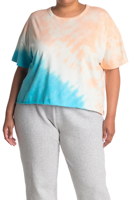 Abound Tie Dye Oversize Tee Top Short Sleeve In Orange Blue Tie Dye Size L