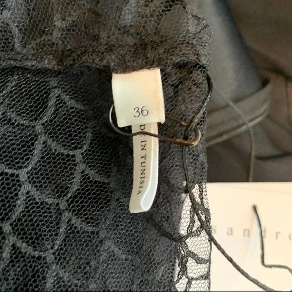 Sandro Gesette Lace Top Insert Wide Leg Jumpsuit In Black Size 36 $514