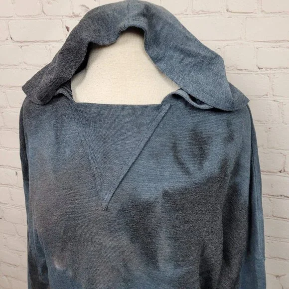 Abound Women's Hi-Low Lightweight Long Sleeve Hoodie in black grey tie dye M