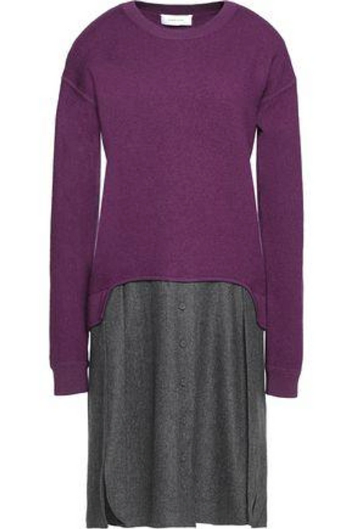CARVEN 580$ Woman Layered Wool Dress knee length Violet size 4