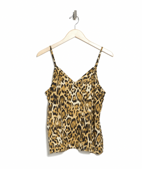 Abound Printed V-Neck Camisole Tan Leopard Print Size M