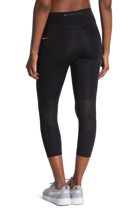 Nike Women's Epic Fast Tight Fit Mid Rise Crop Leggings In Black Size M
