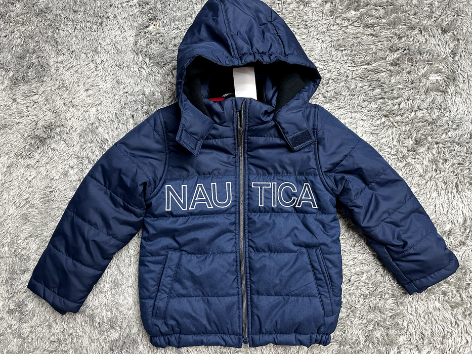 Nautica Little Boys' Water-Resistant Logo Bubble jacket Coat size 5 in navy