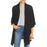 STATUS by CHENAULT Textured Cascade Front 3/4 sleeve Cardigan large in black $68