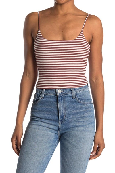 BP.   Stripe Rib Knit Cropped Cami In Rust-white Jamie Stripe SIZE M
