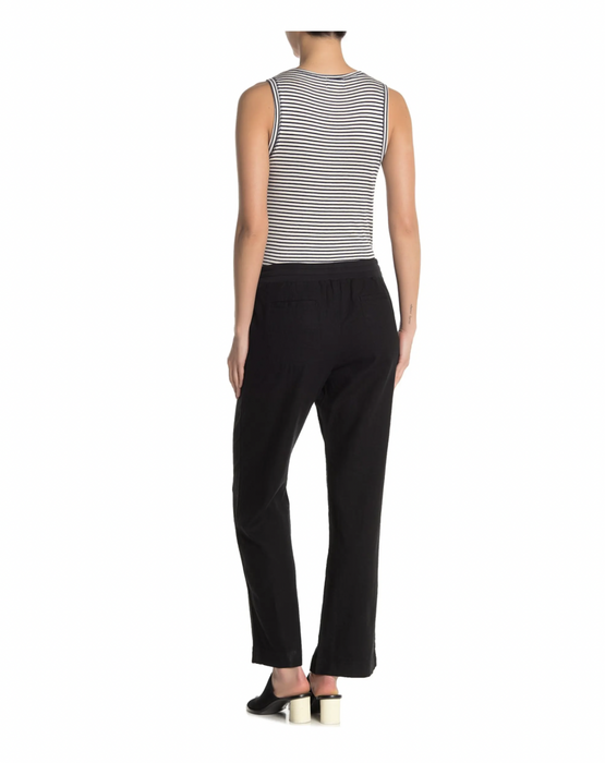 Caslon Linen Blend Black Straight  Drawstring Leg Pants size S in black