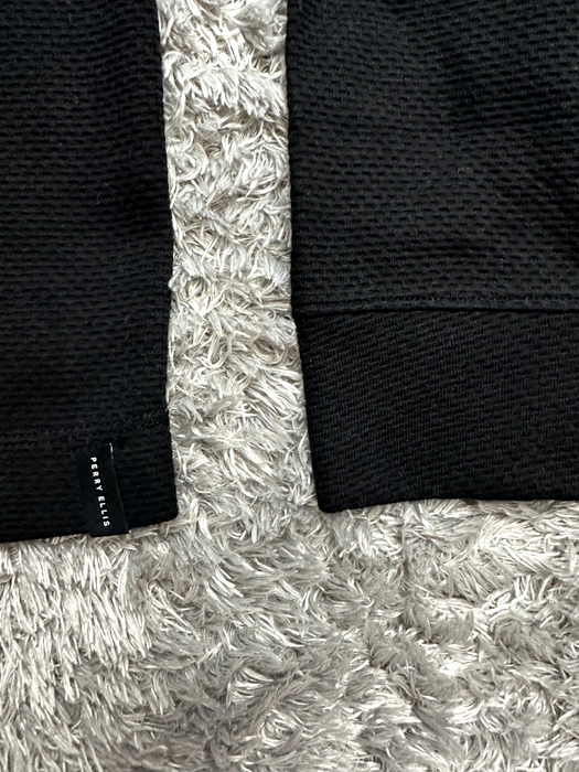 Perry Ellis Mesh Quarter-Zip Rib-Knit Sweatshirt In Black Size M