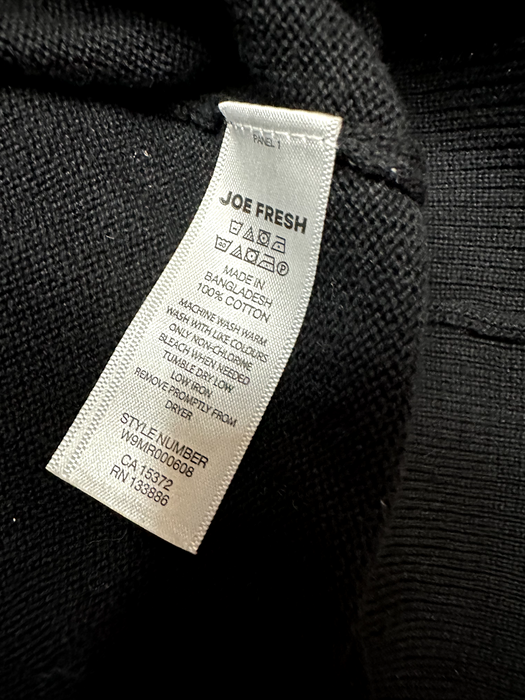NEW Joe Fresh v-neck classic 100% Cotton Sweater black W9MR000608 size L Men's