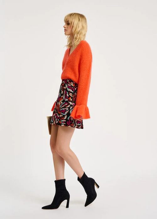 Essentiel Antwerp Chester Mohair & Wool Blend V Neck Sweater Orange Size M $360